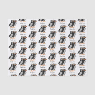 Papier Mousseline Trois adorables Puffin debout ensemble Carton