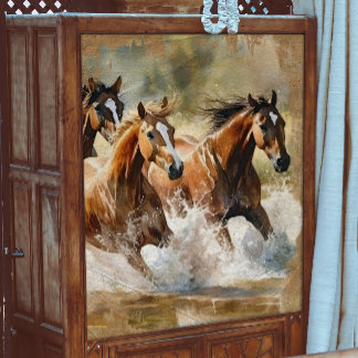 Papier Mousseline Trois Chevaux Sauvages Traversant La Découpage De 