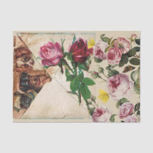 PAPIER MOUSSELINE TROIS DOGGIES AVEC MONOGRAM ROSE