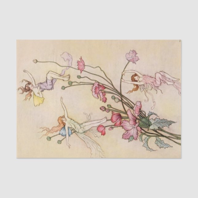 Papier Mousseline "Trois esprits pleins de joie" de Warwick Goble (Recto)