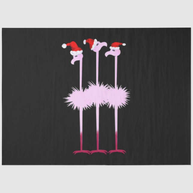 Papier Mousseline Trois Flamants roses de Noël (Recto)