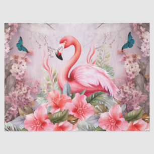 Papier Mousseline Tropical Cherry Blossom & Flamants roses roses Déc
