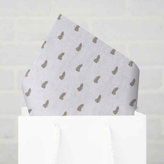 Papier Mousseline Tropical Christmas Sage Green White Palm Leaf (Sac cadeau)