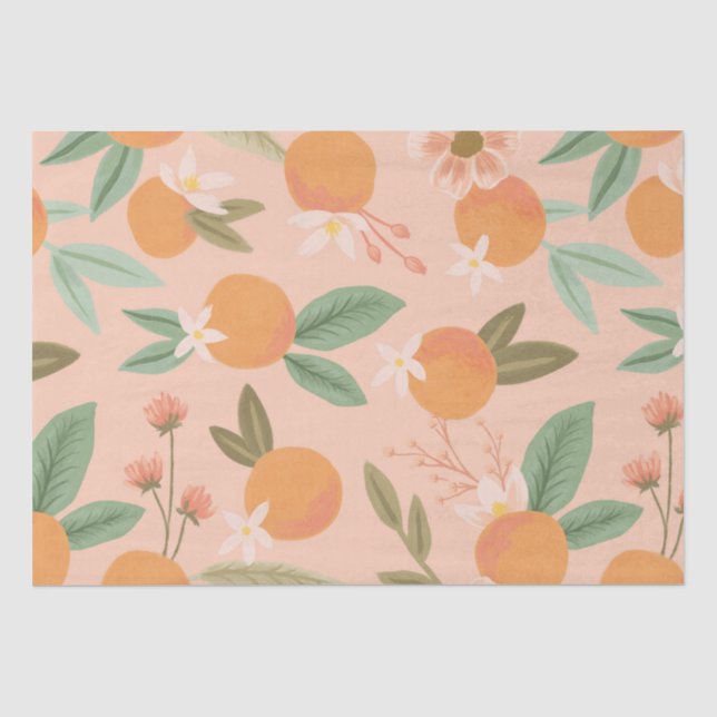 Papier Mousseline Tropical Citrus Floral Rose (Recto)