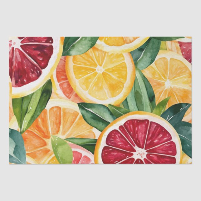Papier Mousseline Tropical Citrus Orange Fruit Slices (Recto)