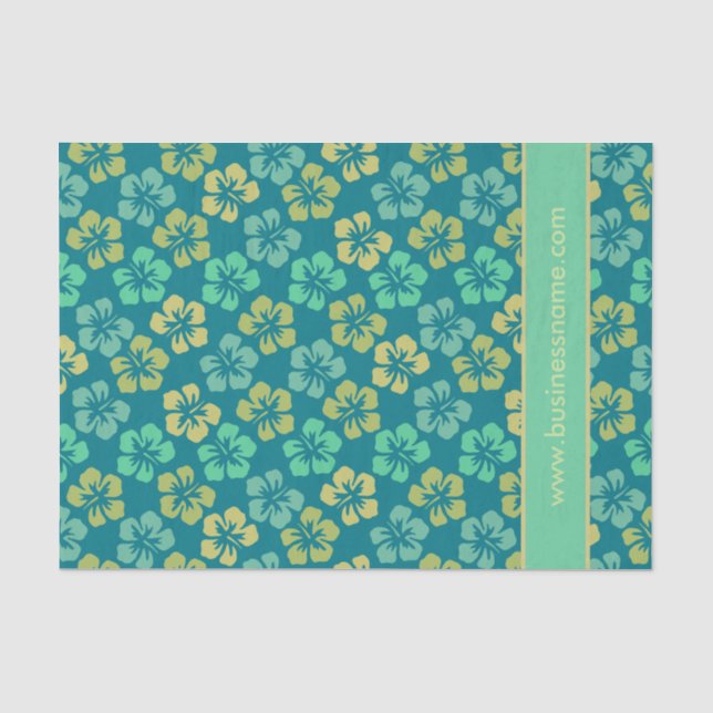 Papier Mousseline Tropical Hibiscus Flower Pattern Custom Text (Recto)