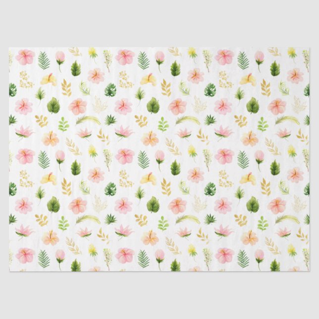 Papier Mousseline Tropical Jungle Floral Pattern (Recto)