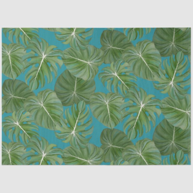 Papier Mousseline Tropical Leaf Jungle Green Beach Découpage (Recto)