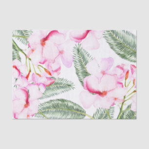Papier Mousseline Tropical Oasis Rose Vert Fleurs Hawaïennes Mariage