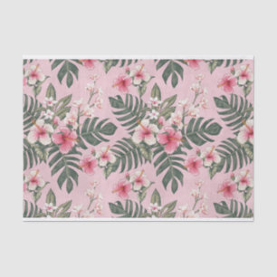 Papier Mousseline Tropical rose Hibiscus Motif d'art