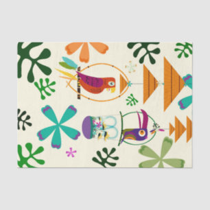 Papier Mousseline Tropical vintage moderne d'oiseaux de Tiki rétro