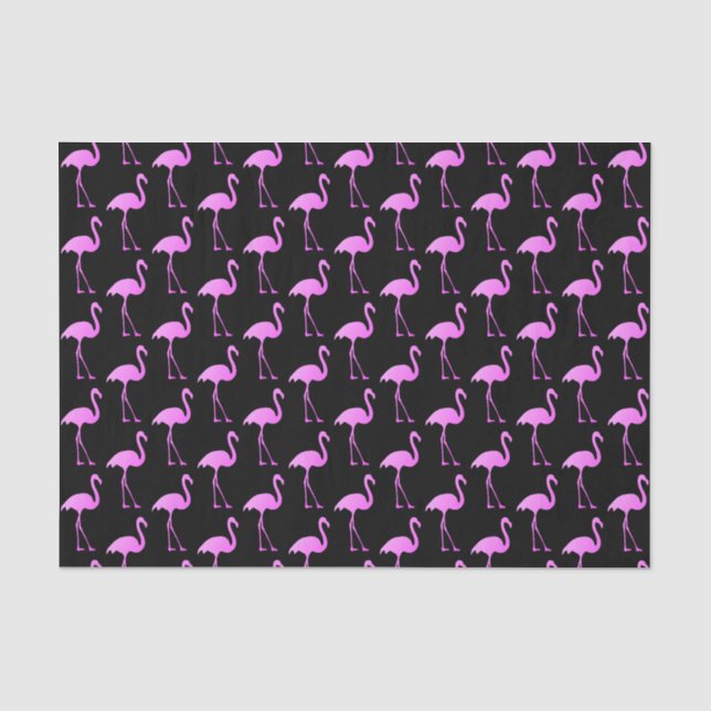 Papier Mousseline Tropique noir et rose flamant (Recto)