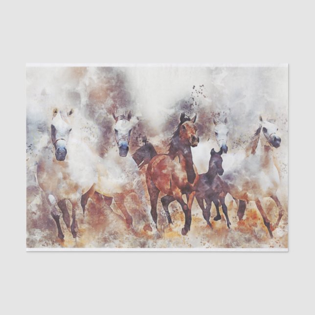 Papier Mousseline Troupeau de Chevaux de Galloping (Recto)