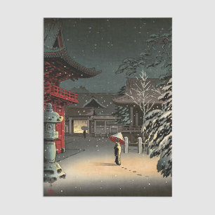 Papier Mousseline Tsuchiya Koitsu - Neige au temple de Nezu