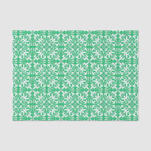 Papier Mousseline Tuile marocaine - vert et blanc de jade