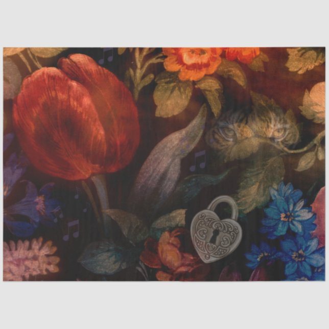 Papier Mousseline Tulipe florale foncée (Recto)