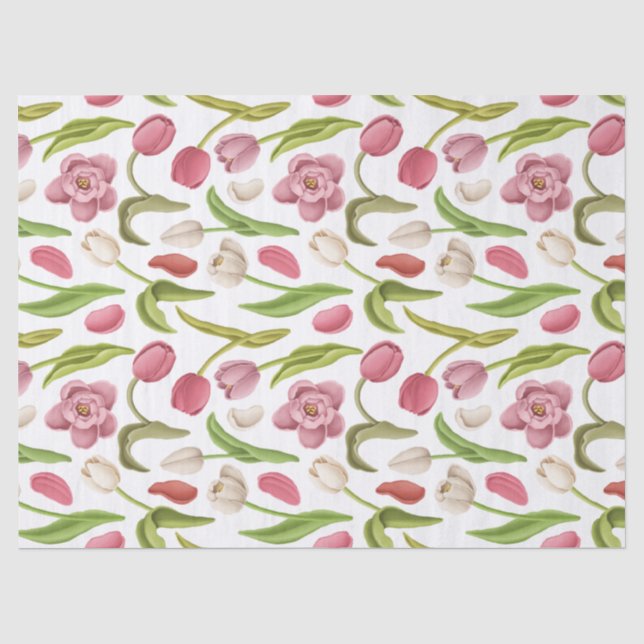 Papier Mousseline Tulipes blanches, rouges et roses sur la page Déco (Recto)