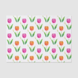 Papier Mousseline Tulipes d'aquarelle rose et orange