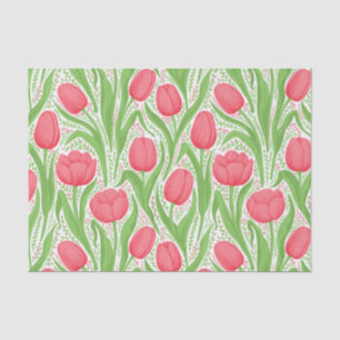 Papier Mousseline Tulipes en rouge et vert