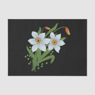 Papier Mousseline Tulipes et jonquilles Fleurs Fond noir