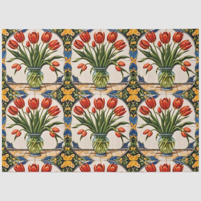 Papier Mousseline Tulipes Moderne Belle Collection (Recto)