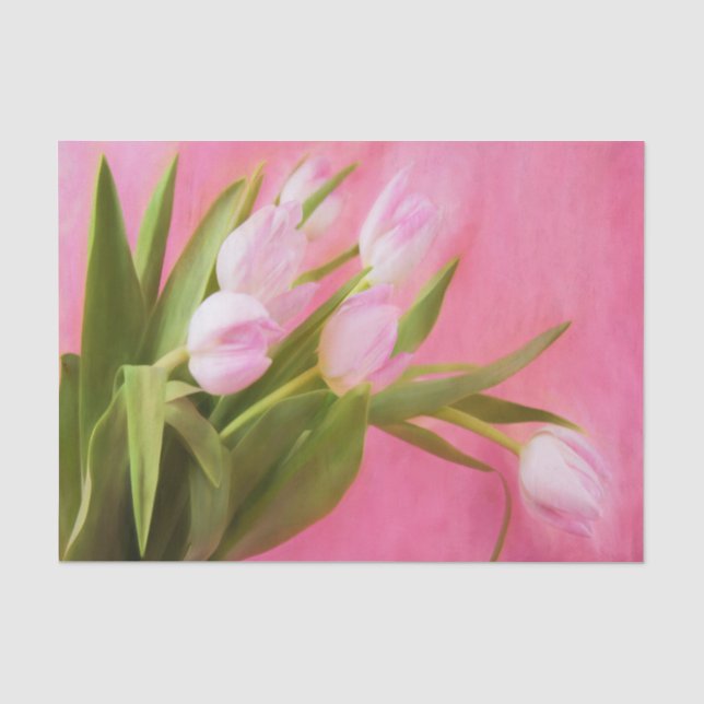 Papier Mousseline Tulipes roses jolies (Recto)