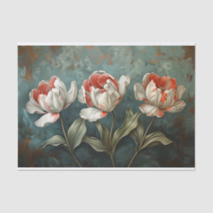 Papier Mousseline Tulipes rouge et blanc Fleurs de bande Découpage