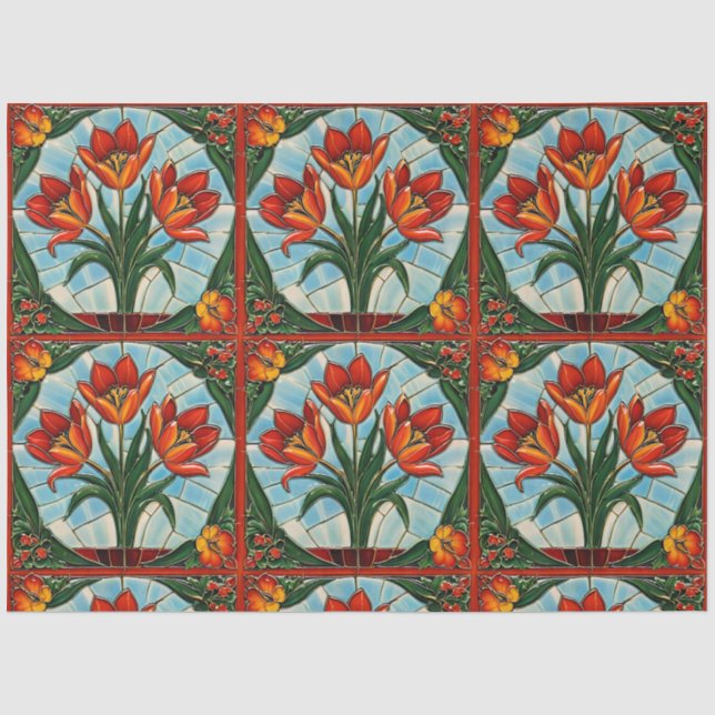 Papier Mousseline Tulipes tendance belle collection (Recto)