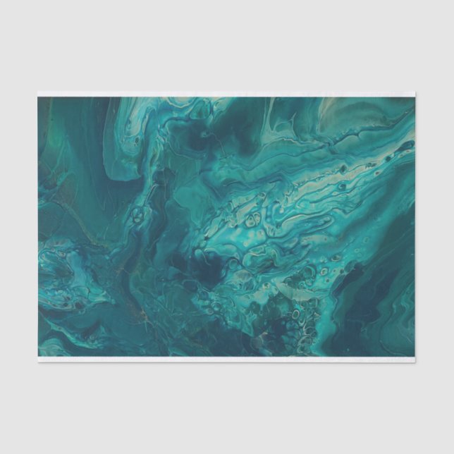 Papier Mousseline Turquoise acrylique pourrissant l'art liquide Abst (Recto)