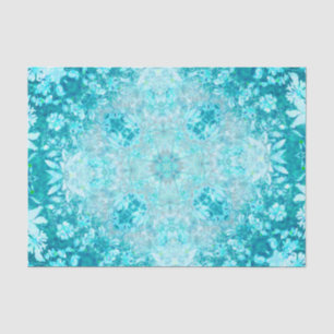 Papier Mousseline Turquoise Aqua Blue Floral