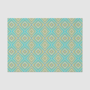 Papier Mousseline Turquoise Blues Alternative Diamond Motif