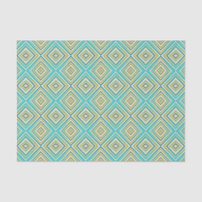 Papier Mousseline Turquoise Blues Alternative Diamond Motif (Recto)