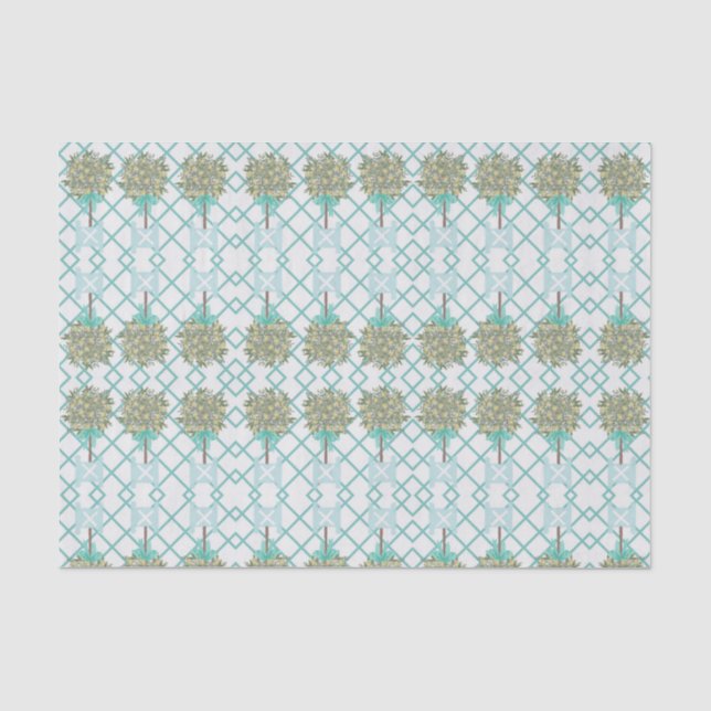 Papier Mousseline Turquoise Citron Topiaire Robin's Oeuf Bleu Bleu B (Recto)