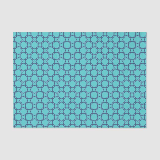Papier Mousseline Turquoise et marine Bleu traditionnel Marocain Mot (Recto)