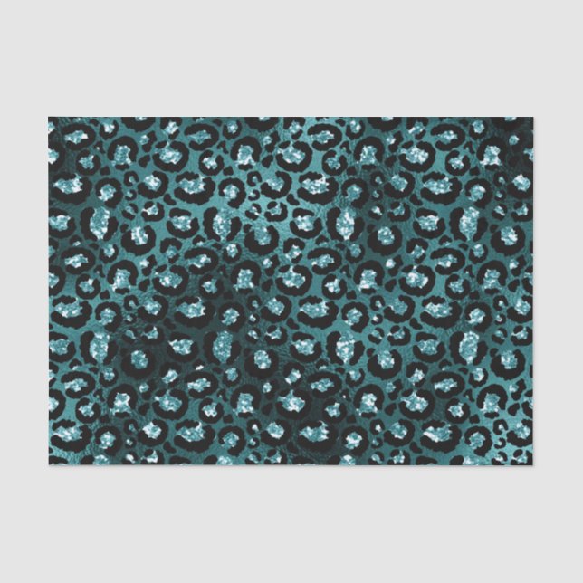 Papier Mousseline Turquoise Ombre et Parties scintillant de verre no (Recto)