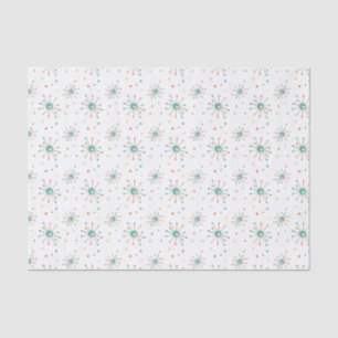 Papier Mousseline Turquoise Orange Starburst atomique mi-siècle Noël