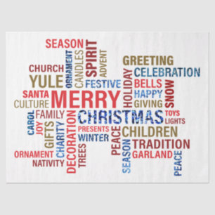 Papier Mousseline Typographie de Noël