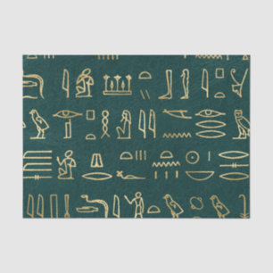 Papier Mousseline Typographie hiéroglyphes égyptiens dorés Egypte
