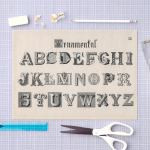 Papier Mousseline Typographie Ornementale Antique