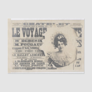 Papier Mousseline Typographie Vintage dame du journal français