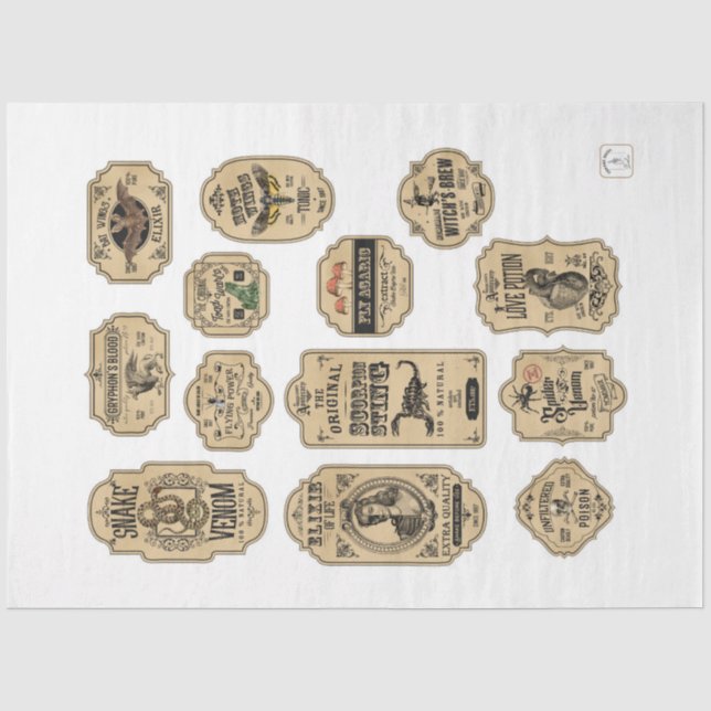 Papier Mousseline Un apothecaire et potion Étiquette série Design 19 (Recto)
