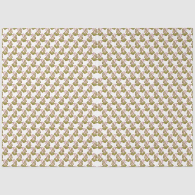 Papier Mousseline un arrière - plan blanc avec des feuilles verts (Recto)