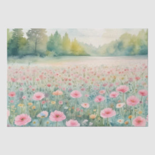 Papier Mousseline : Un champ de fleurs sauvages en aquarelle