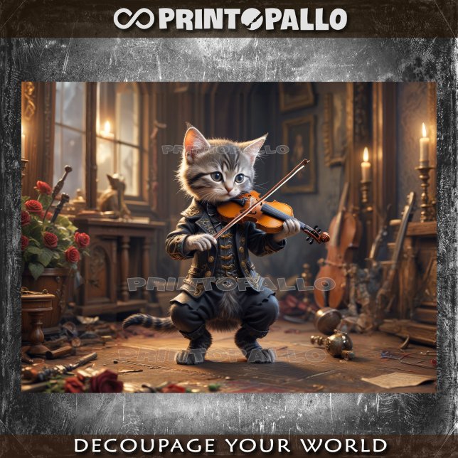 Papier Mousseline Un chaton victorien talentueux jouant du violon (Créateur téléchargé)