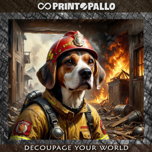 Papier Mousseline Un chien Beagle courageux en tant que pompier - 