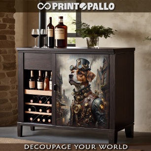 Papier Mousseline Un chien beagle steampunk dans une ville victorien