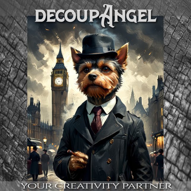 Papier Mousseline Un chien du Yorkshire à Londres- Découpage - (Créateur téléchargé)