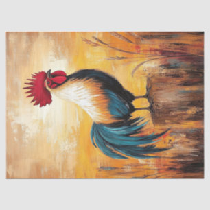 Papier Mousseline Un coq sur une page découpage de peinture à l'huil