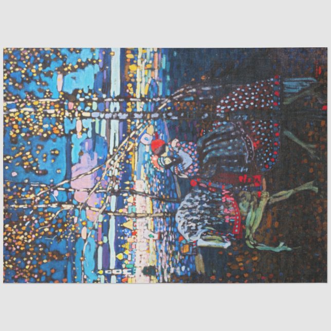 Papier Mousseline Un couple à cheval blanc, Wassily Kandinsky (Recto)