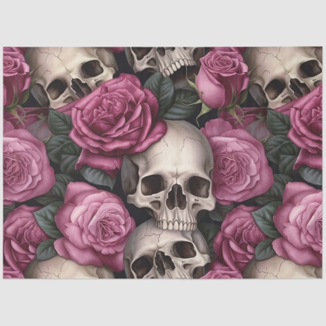 Papier Mousseline Un crâne et une série Rose 5 (Recto)